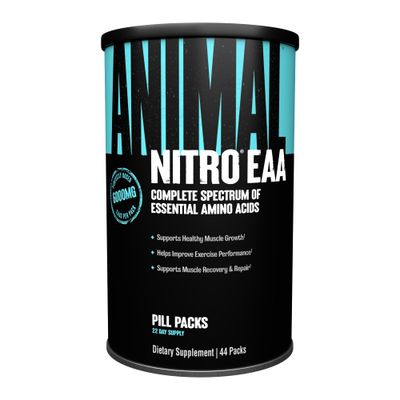 Animal Nitro EAA - Post-Workout Recovery and Repair, Supports Lean Muscle Growth, Complete Spectrum of Essential Amino Acids &amp; BCAA Supplement for Men and Women, 44 Packs