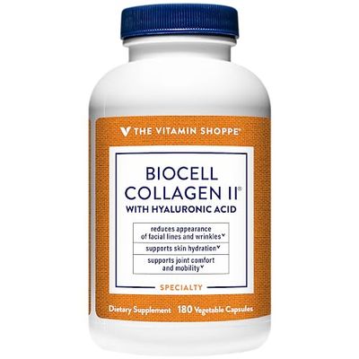The Vitamin Shoppe Biocell Collagen II with Hyaluronic Acid 1000mg - Promotes Healthy Skin, Joints &amp; Cartilage - Supports Hydration &amp; Elasticity - for Daily Wellness (60 Vegetable Capsules)