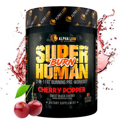 ALPHA LION Superhuman Burn 2-in-1 Metabolism Booster Pre Workout, Weight Loss Supplement, Appetite Suppressant, Fat Loss Support, Energy &amp; Focus Powder (21 Servings, Sweet Black Cherry Flavor)