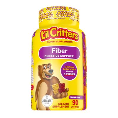 Lil Critters Fiber Daily Gummy Supplement for Kids, for Digestive Support, Berry and Lemon Flavors, 90 Gummies