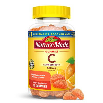 Nature Made Extra Strength Dosage Vitamin C 500 mg per serving, Dietary Supplement for Immune Support, 60 Gummies, 30 Day Supply