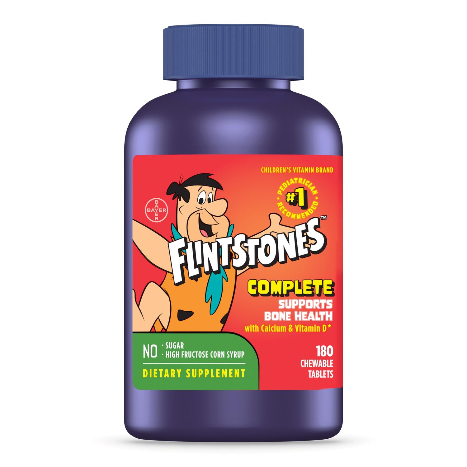 Flintstones Vitamins Chewable Kids Vitamins, Complete Multivitamin for Kids and Toddlers with Iron, Calcium, Vitamin C, Vitamin D &amp; more, 180 count (Packaging May Vary)