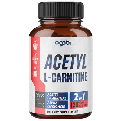 agobi Acetyl L-Carnitine &amp; Alpha Lipoic Acid Complex 1500mg - Supplement for Brain Health, Memory, Focus &amp; Mood Support - 120 Vegan Capsules for 2 Month Supply - Gluten-Free, Non-GMO