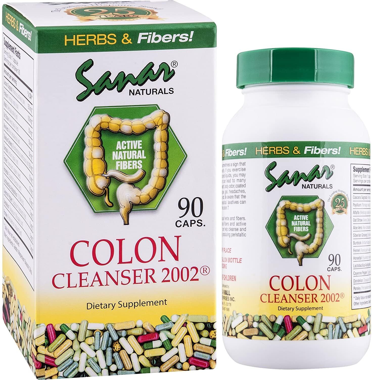Sanar Naturals Colon Cleanser - for Weight Management Detox and Gut Health- Dietary Fiber, Herbal and Probiotics Blend, Digestive Support Supplement for Women &amp; Men, 90 Capsules