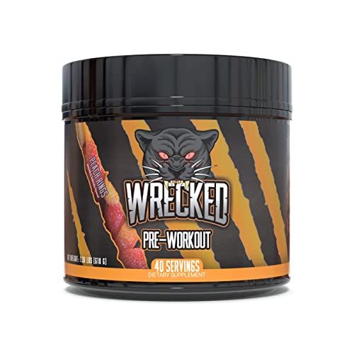 Wrecked Pre Workout Powder, Advanced Formula, Boosts Energy, Focus, Pumps &amp; Performance, 10g L-Citrulline, 6.4g Beta Alanine, 5g Tyrosine, 1g Alpha GPC, 375mg Fast-Acting Caffeine &amp; More (40 Servings)