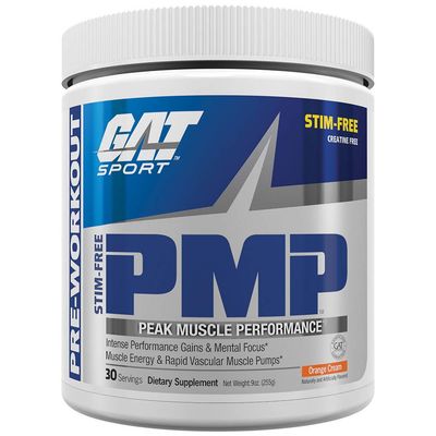 GAT PMP (Peak Muscle Performance), Next Generation Pre Workout Powder for Intense Performance Gains, Stimulant Free Orange Cream 30 Servings (Packaging may vary)