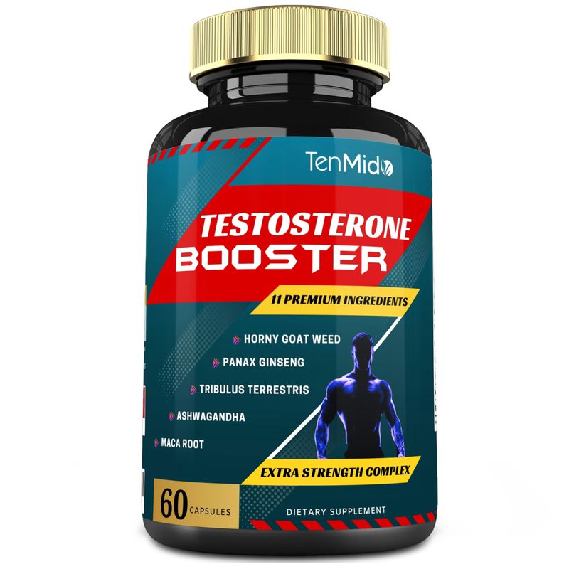 Tenmido Testosterone Booster for Men- Natural Stamina, Endurance &amp; Strength Supplement - Muscle Building Growth, Increasing Performance, Boosts Energy