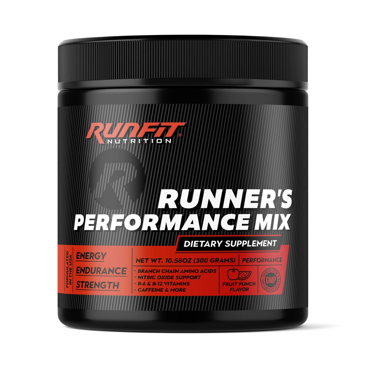 Run Fit Nutrition Runner&#39;s Performance Mix - Energy &amp; Endurance Powder - Keto Friendly - Low Carb &amp; Low Calorie - Vitamins, BCAAs, Caffeine &amp; More - Fruit Punch - 30 Servings!