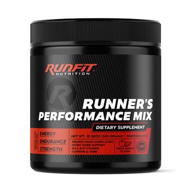 Run Fit Nutrition Runner&#39;s Performance Mix - Energy &amp; Endurance Powder - Keto Friendly - Low Carb &amp; Low Calorie - Vitamins, BCAAs, Caffeine &amp; More - Fruit Punch - 30 Servings!