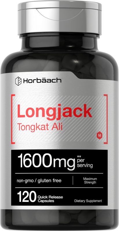 Horbach Longjack Tongkat Ali for Men and Women | 1600mg | 120 Capsules | Extract Supplement | Maximum Strength Pills | Eurycoma Longifolia | Non-GMO and Gluten Free