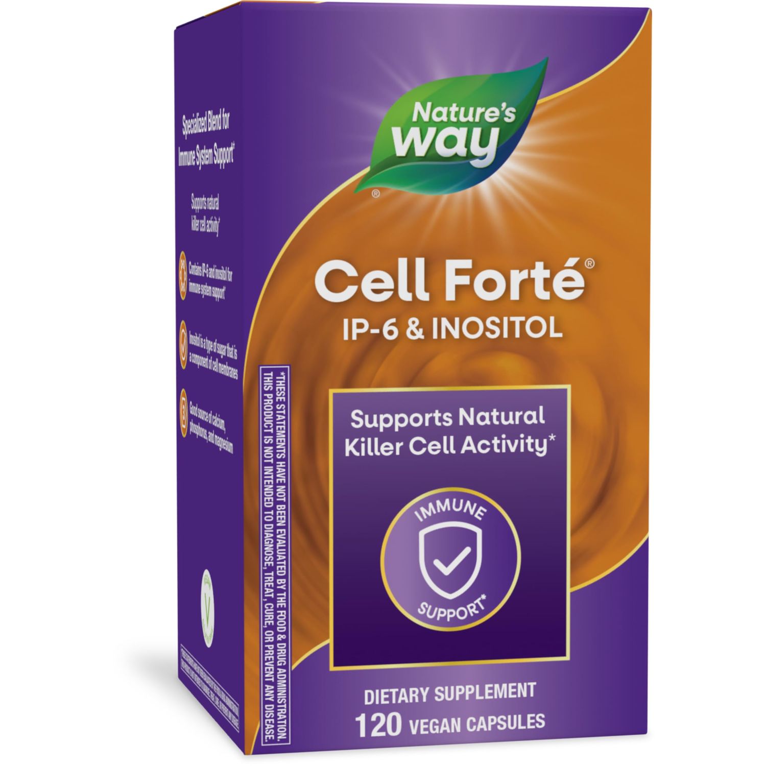 Nature&#39;s Way Cell Fort IP-6 &amp; Inositol, Supports Natural Killer Cell Activity*, Immune Support*, with Calcium, Phosphorus &amp; Magnesium, Gluten-Free, Vegan, 120 Capsules (Packaging May Vary)