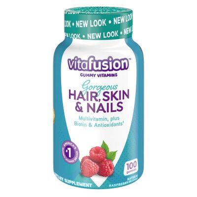 Vitafusion Gorgeous Hair, Skin Nails Multivitamin Gummy Vitamins, plus Biotin and Antioxidant vitamins CE, Raspberry Flavor, 100ct (33 day supply), from Americas Number One Gummy Vitamin Brand