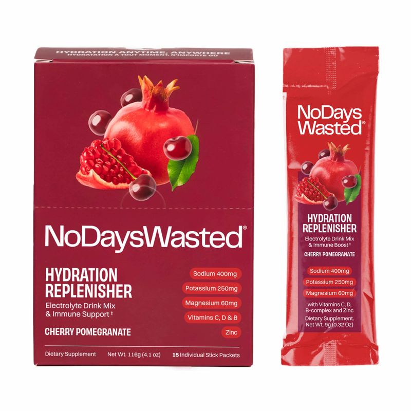 Hydration Replenisher Electrolyte Replacement Stick Packets | Essential Rapid Hydration &amp; Vitamins | Sodium, Potassium, Magnesium, Vitamins B, C, D, Zinc | Cherry Pomegranate | V2 Reformulated