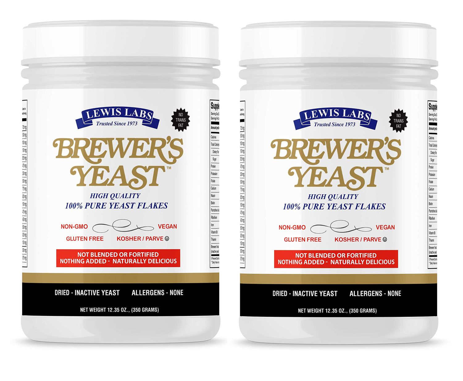Lewis Labs Brewer&#39;s Yeast Flakes | Beer Yeast is A Rich Source of Amino Acids, B-Complex Vitamins, Minerals &amp; Protein | Our Pure Bakers Yeast is Vegan, Keto, Paleo Friendly | Unsweetened, 2 Pack