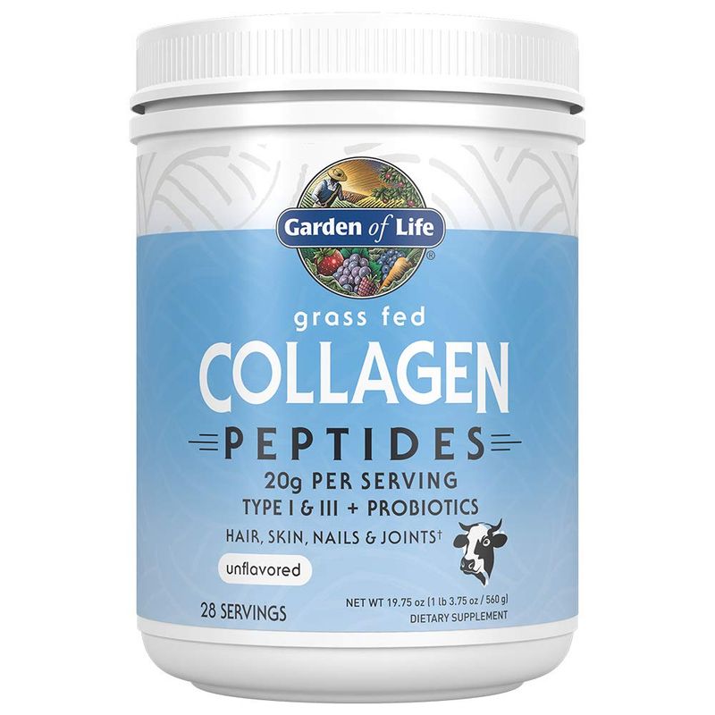 Garden of Life Grass Fed Collagen Peptides Powder - Unflavored Collagen Powder for Women Men Hair Skin Nails Joints, Hydrolyzed Collagen Protein Supplements, Post Workout, Paleo &amp; Keto, 28 Servings