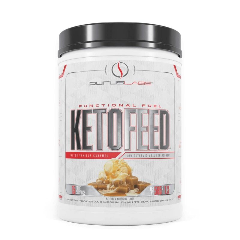Purus Labs KETOFEED Protein Powder, 15 Servings (Salted Vanilla Caramel)