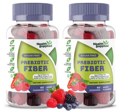 Mixed Berry Flavored Prebiotic Fiber Gummies - Supports Digestive System Through Gut Cleansing and Constipation Relief - Assists with Weight Loss Plan - Great Tasting and Easy to Swallow