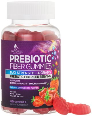 Fiber Gummies for Adults 4g, Daily Prebiotic Gummy Fiber Supplement, Digestive Health Support - Plant Based Soluble Fiber, Supports Regularity & Digestion for Adults Non-GMO - 60 Gummies