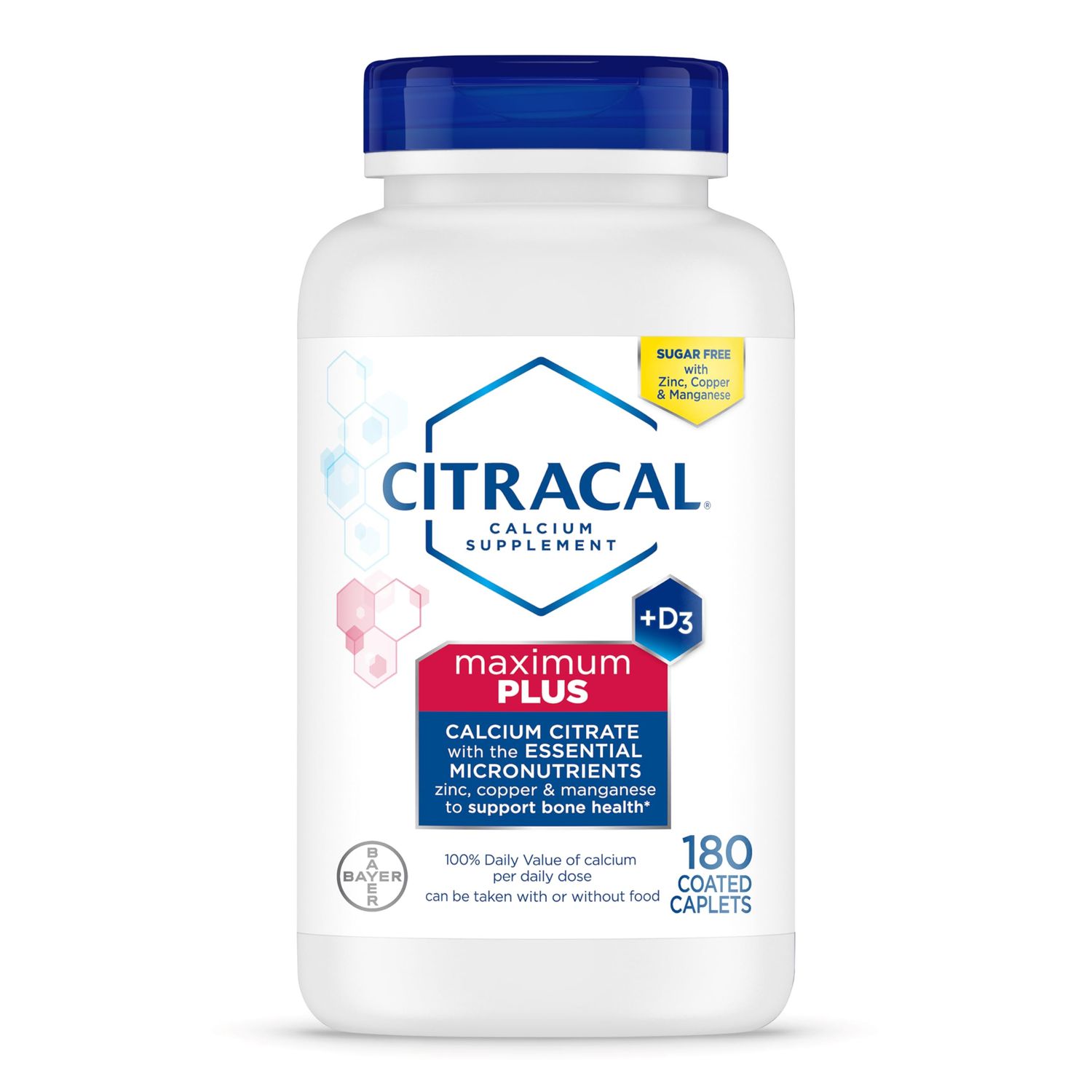 Citracal Maximum Plus, 650 mg Calcium Citrate, easily absorbed and highly soluble with 25 mcg (1000 IU) Vitamin D3, Bone Health Support, Calcium Supplement for Ages 12+, 180 Count