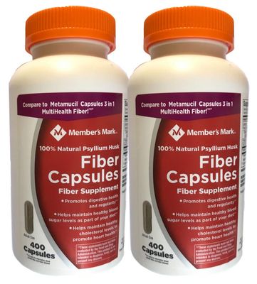 Member&#39;s Mark Fiber Capsules 2Pack (400 Count) Liquids, Toothpaste, etc. for at Least