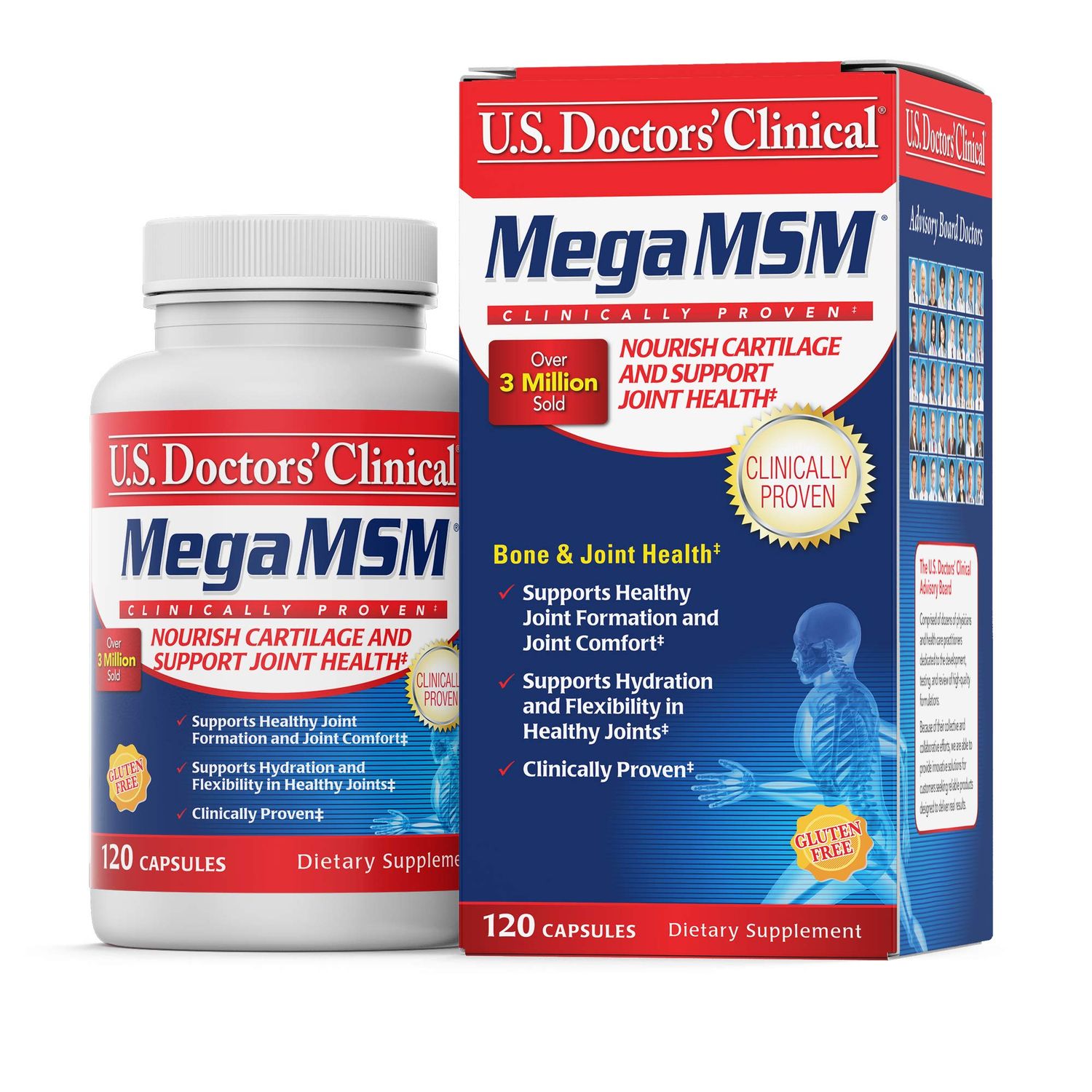U.S. Doctors Clinical Mega MSM Daily Support for Joint Comfort &amp; Movement with Vitamin C, Collagen, and Neem to Promote Cartilage, Tendon, Ligament Health (1 Month Supply - 120 Capsules)