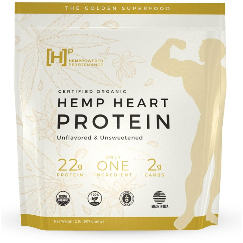USDA Organic Hemp Heart Protein Powder, Pure and Natural, Plant based, Vegan, Gluten free, Keto, Cold-Pressed and Ultrafiltered, Unflavored, Unsweetened, No additives, Veteran owned, Made in USA, 2Ibs