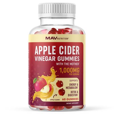 Organic Apple Cider Vinegar Gummies for Digestion, Detox &amp; Immunity &amp; Support with ACV | with The Mother, Vitamin B6, B12 &amp; Folate | Vegan, 500MG | 60 Ct