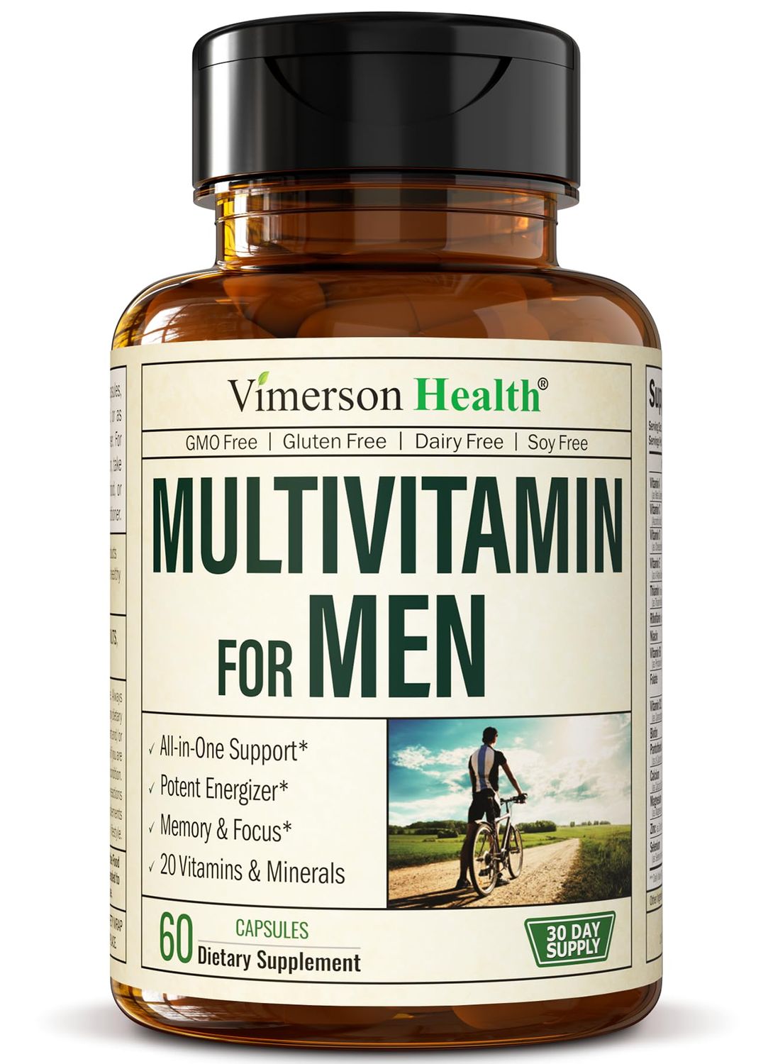 Multivitamin for Men - Daily Mens Multivitamins &amp; Multiminerals with Vitamin A, C, D, E, B12, Zinc &amp; More Essential Vitamins for Men - Mens Vitamins for Energy, Focus, and Mens Health. 60 Capsules