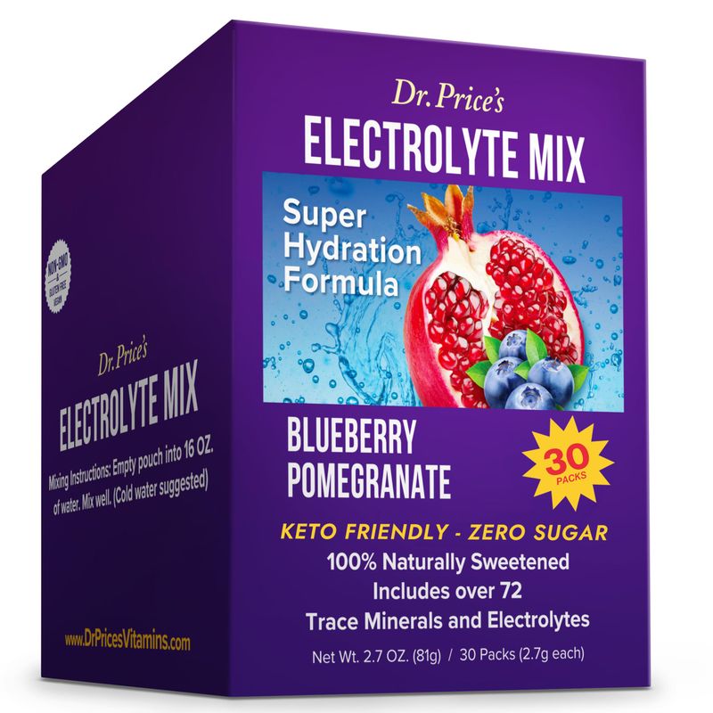 Dr. Price Electrolytes Powder Packets - Electrolytes No Sugar - Hydration Packets - Electrolyte Mix - Keto Electrolytes - (30 Packets) Fasting Electrolytes - Water Enhancer - Blueberry-Pomegranate