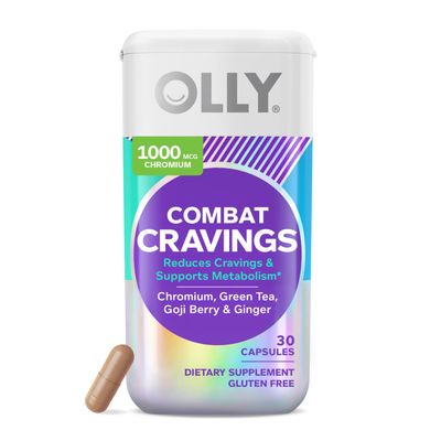 OLLY Combat Cravings, Metabolism &amp; Energy Support Supplement,1000 mcg Chromium, Green Tea, Goji Berry, Ginger - 30 Count