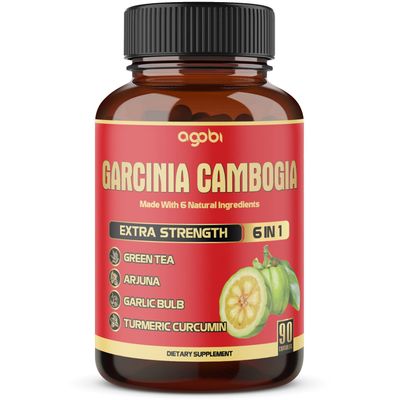 Pure Garcinia Cambogia Capsules - 6in1 with Green Tea, Arjuna, Garlic Bulb, Turmeric &amp; Black Pepper - 90 Counts