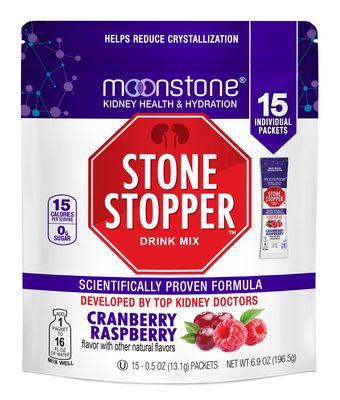 Stone Stopper Drink Mix, Cranberry Raspberry, Kidney Stone Prevention, Calcium Oxalate Protector, Developed by Urologists to Improve Hydration and Support Kidney Health, 15 Day Supply