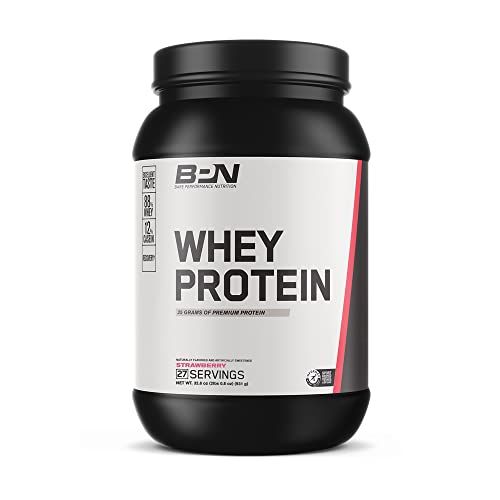 BARE PERFORMANCE NUTRITION, BPN Whey Protein + Casein Protein Powder Blend, Strawberry, 25g Protein per Serving Supports Lean Muscle Recovery, 27 Servings, Third Party Tested