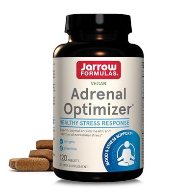 Jarrow Formulas Adrenal Optimizer with Ashwagandha, Chamomile and Schizandra Extract, Supports Reduction of Occasional Stress, 120 Vegan Tablets, 60 Day Supply