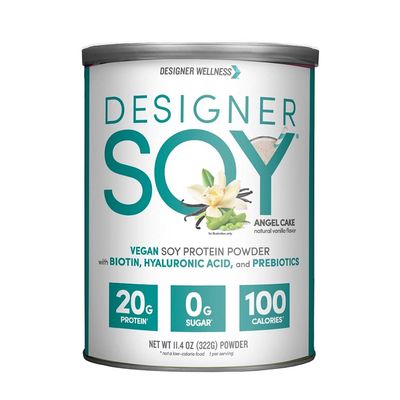 Designer Wellness, Soy Isolate Protein Powder with Biotin, Hyaluronic Acid and Prebiotics, Vegan, Zero Sugar, Non-GMO, Angel Cake Natural Vanilla Flavor, 1.87 lb