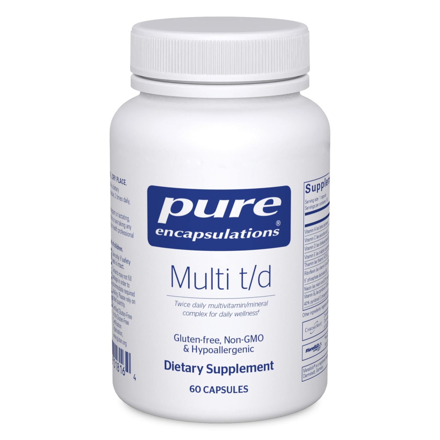 Pure Encapsulations Multi T/D - Multivitamin &amp; Mineral Supplement - for Daily Wellness, Cardiovascular &amp; Immune Health* - Rich in Vitamins &amp; Minerals - Gluten Free &amp; Vegetarian - 60 Capsules