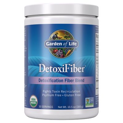 Garden of Life Organic Unflavored Fiber Powder Detox Blend with Chia, Alfalfa &amp; Barley for Herbal Cleanse, Gut Health Support - Detoxifiber - Non-GMO, Gluten-Free, Psyllium Free, Vegan, 30 Servings