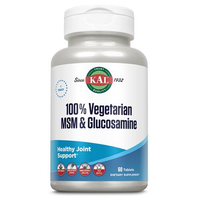 KAL 100% Vegetarian MSM &amp; Glucosamine - Healthy Joint Support - Vegan Glucosamine and MSM Supplement - Made Without Shellfish - Lab Verified - 60-Day Guarantee - 60 Servings, 60 Tablets