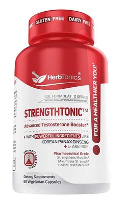 Herbtonics Testosterone Booster for Men Male Enhancing Pills - Enlargement Supplement Increase Size, Energy Strength &amp; Stamina Enhancement Ginseng Pill &amp; Tribulus Terrestris 60 Vegan Capsules
