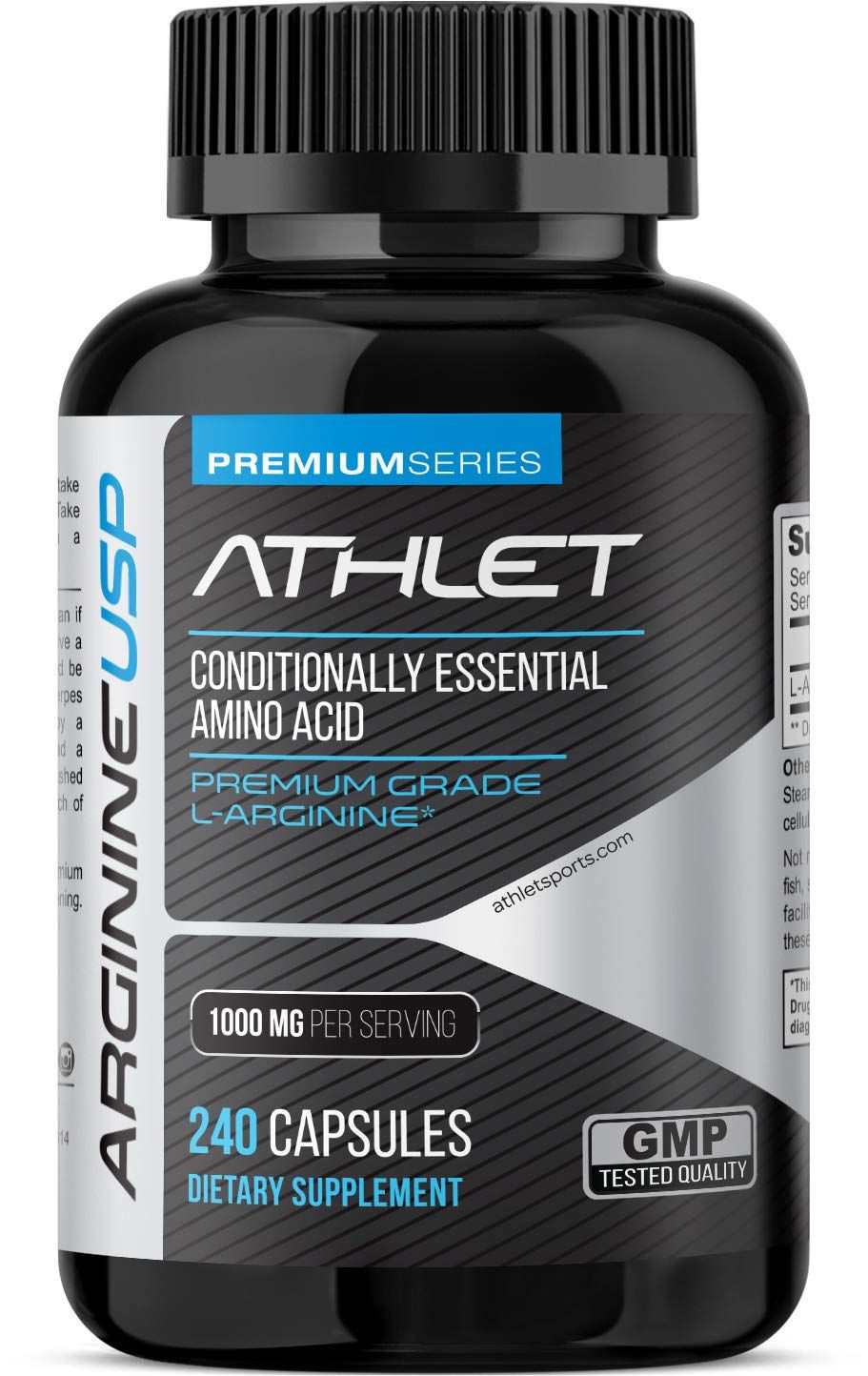 Athlet L-Arginine 1000 mg 240 Caps - Supports High Potency Nitric Oxide Levels Blood Flow Improve Energy Endurance for Men and Women