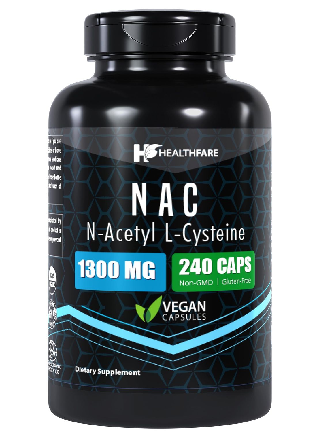 Healthfare N-Acetyl L-Cysteine (NAC) | 1300mg | 240 Capsules | Traditional Herb Supplement for Prostate and Urinary Health