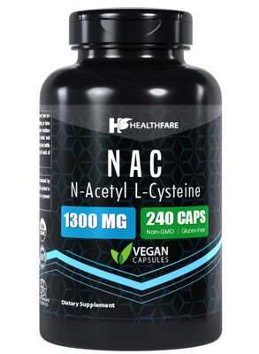 Healthfare N-Acetyl L-Cysteine (NAC) | 1300mg | 240 Capsules | Traditional Herb Supplement for Prostate and Urinary Health