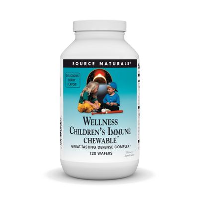 Source Naturals Wellness Children&#39;s Immune Chewable, Great-Tasting Defense Complex, Berry Flavored* - 120 Wafers