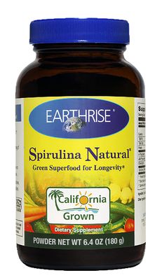 Earthrise  Spirulina Natural 6.4oz powder, Natural Premium Spirulina from California- Vegan, Gluten Free, Keto Friendly, Non -GMO Super Food high in vitamins &amp; minerals.