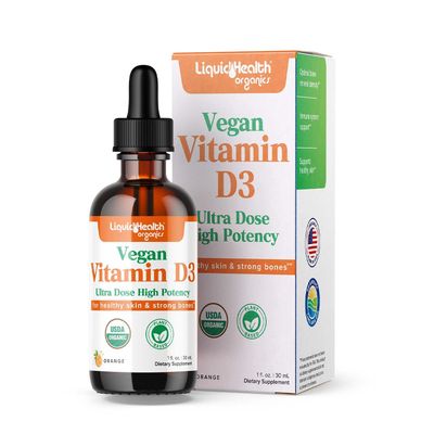 LIQUIDHEALTH Liquid Vitamin D3 5000 IU, Organic Vitamin D Liquid Drops, Adults &amp; Kids, Vegan Liquid Vitamin D for Immune Support, Bone Health, Mood Support