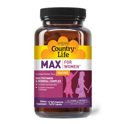 Country Life Max for Women - Multivitamin and Mineral Complex, Iron-free - 120 Vegan Capsules