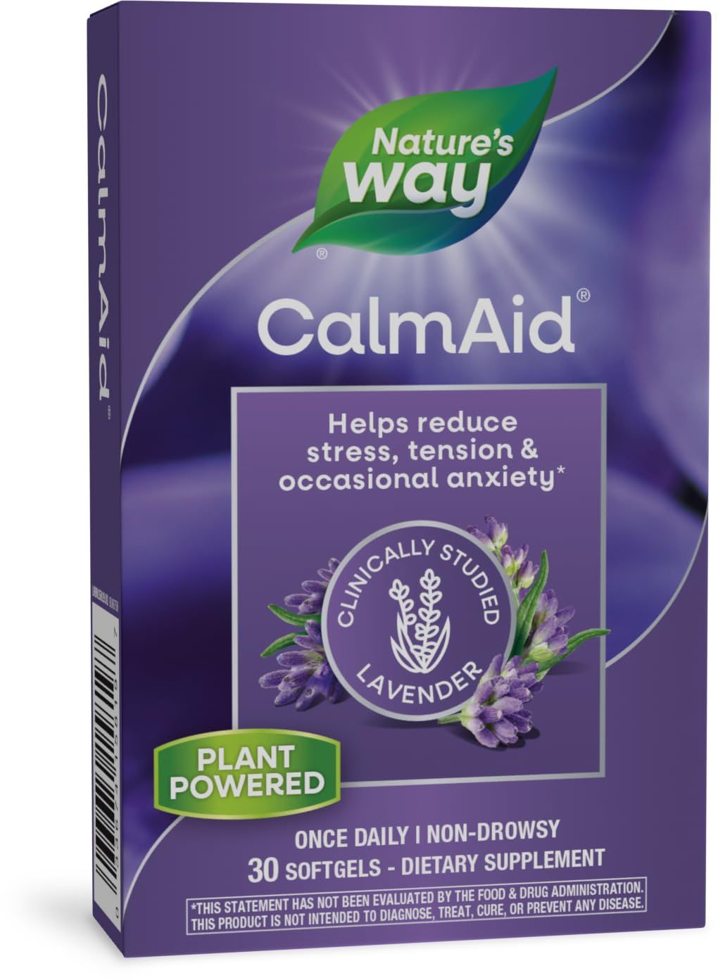 Nature&#39;s Way CalmAid, with Silexan Lavender Oil, Helps Reduce Tension and Stress*, Non-Drowsy, 30 Softgels (Packaging May Vary)