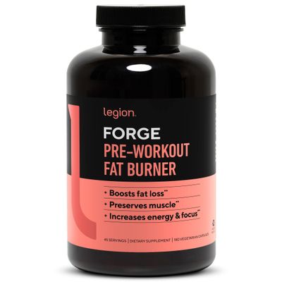 LEGION Forge Fasted Fat Burner - Thermogenic Fat Burner, Target Stomach Fat and Trim Belly Fat with Yohimbe, HMB Supplement, Choline. All Natural, 45 Servings., 180 Count (Pack of 1)