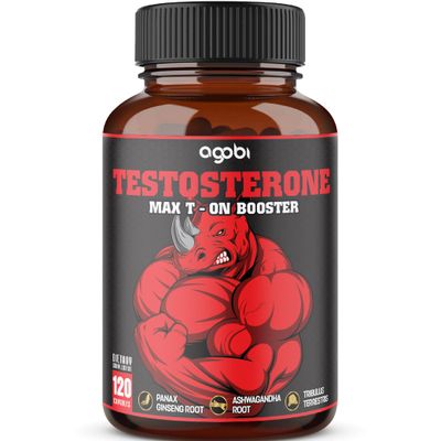 agobi 11in1 Testosterone Supplement for Men from Herbal Extract 14000mg Equivalent - Endurance, Drive, and Body Support 120 Vegan Capsules for 2 Months