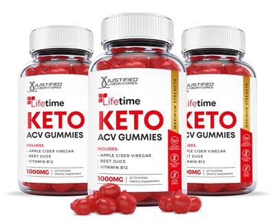 (3 Pack) Lifetime Keto ACV Gummies Advanced Formula 1000MG Lifetime Keto Gummies Apple Cider Vinegar Formulated with Pomegranate Beet Juice Powder B12 Vegan Non GMO 180 Gummys